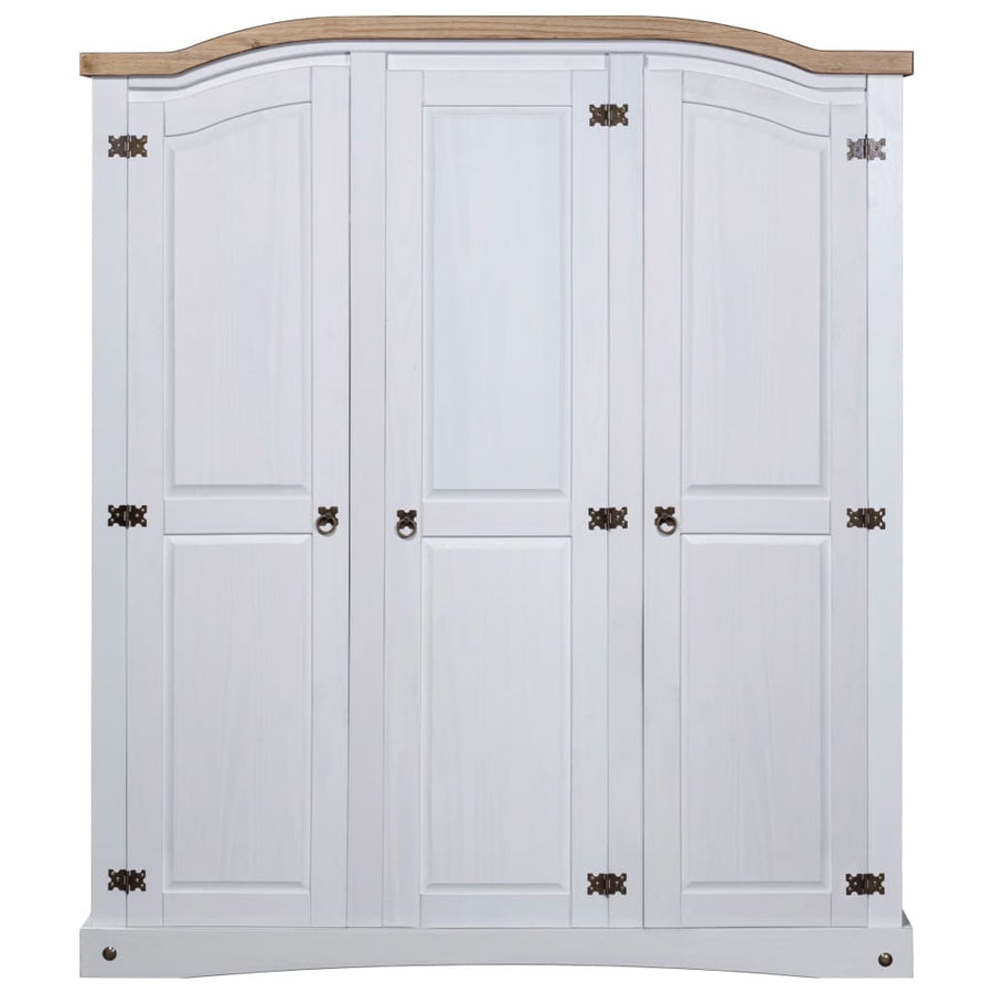 Kledingkast Met 3 Deuren Mexicaans Grenenhout Corona-Stijl Wit