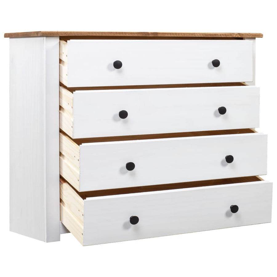 Bijzetkast Panama Range 80X40X73 Cm Grenen Wit en hout