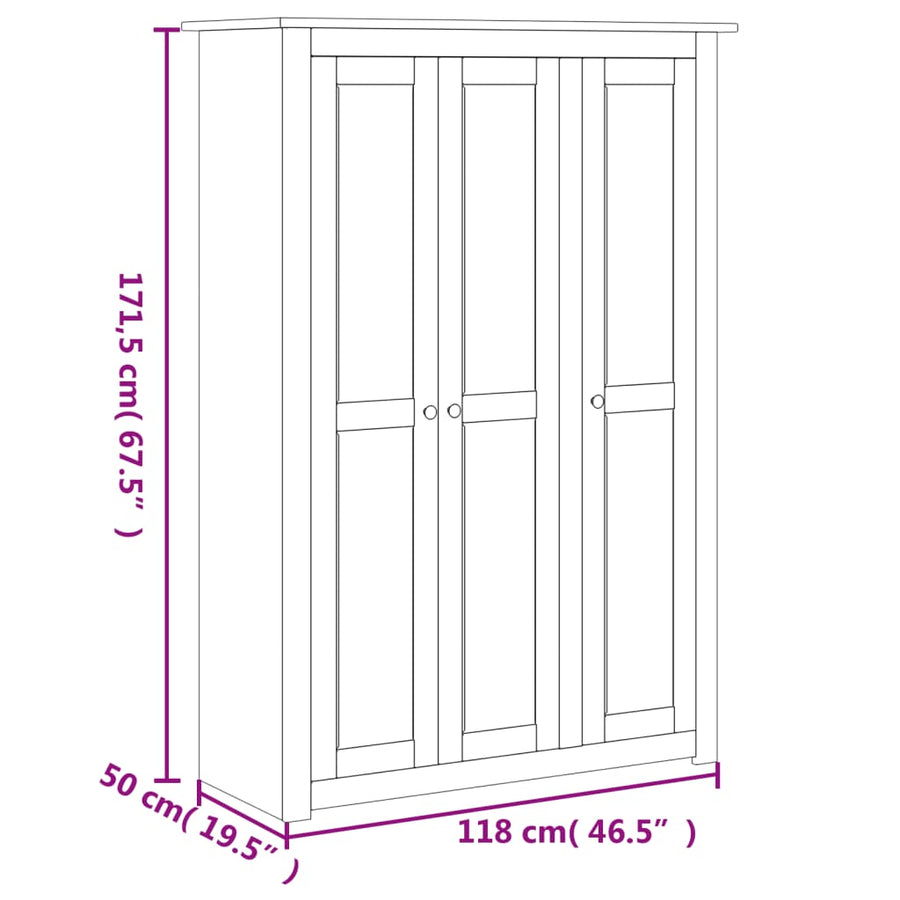 Kledingkast Panama Range 8X50X7,5 Cm Grenenhout 118 x 50 x 171.5 cm Grijs