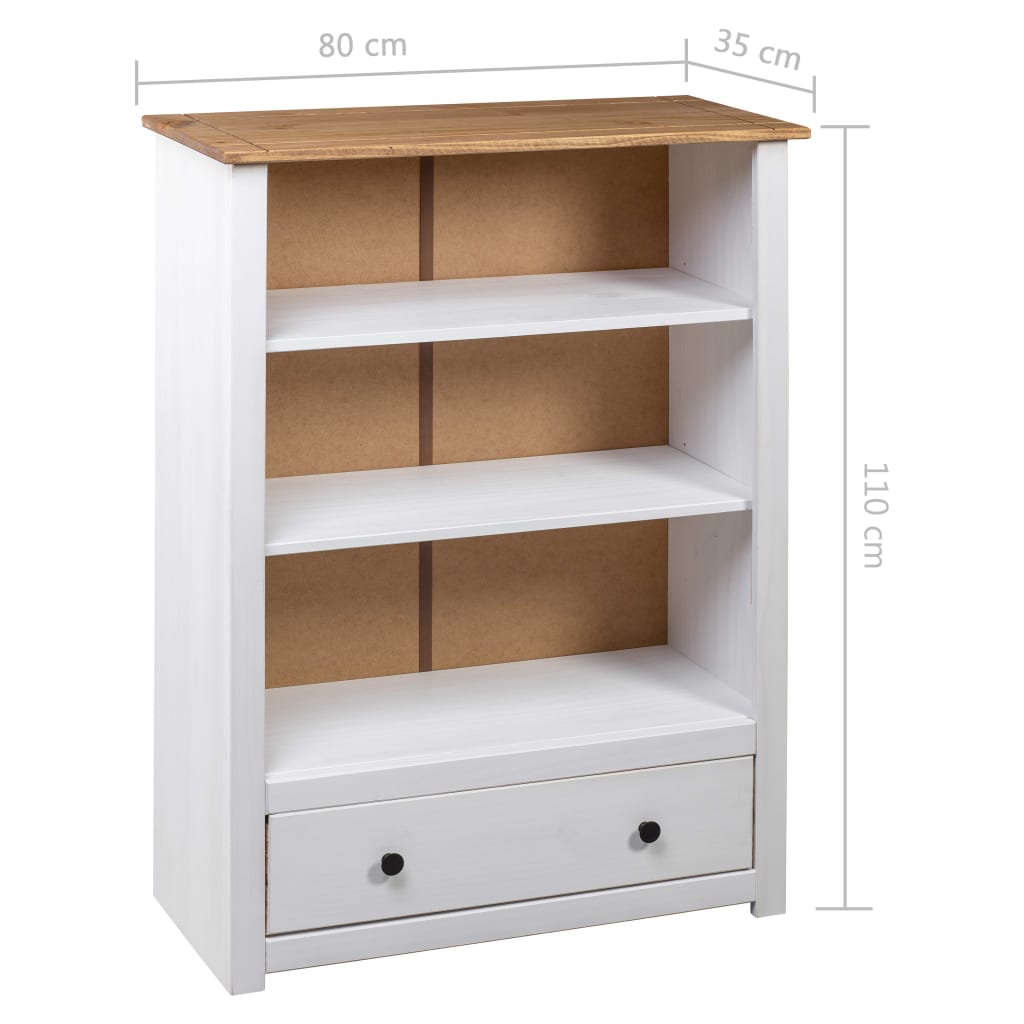 Boekenkast Panama Range 80X35X110 Cm Massief Grenenhout Wit