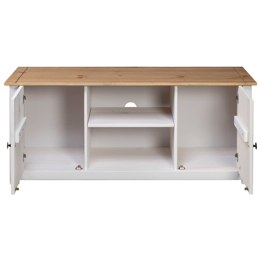 Tv-Kast Panama Range 20X40X50 Cm Massief Grenenhout Wit