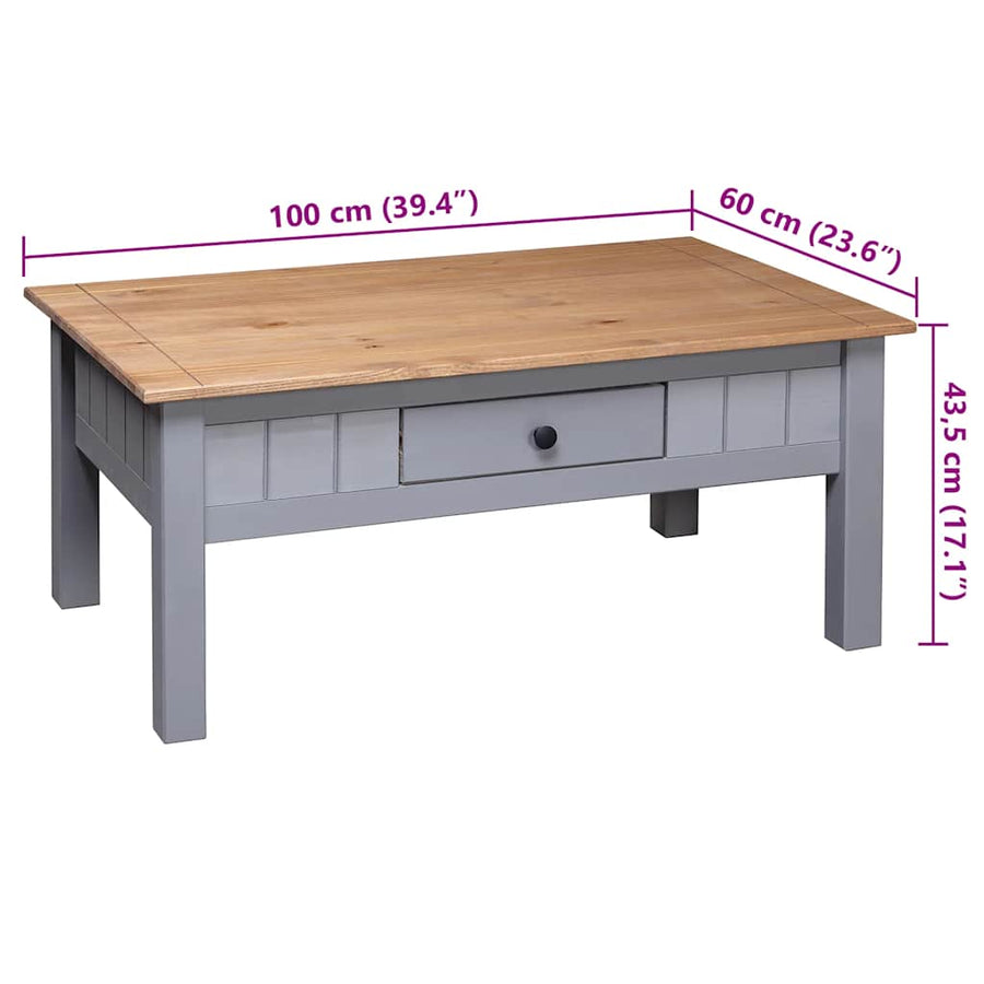 Salontafel Panama Range 100X60X45 Cm Massief Grenenhout Grijs