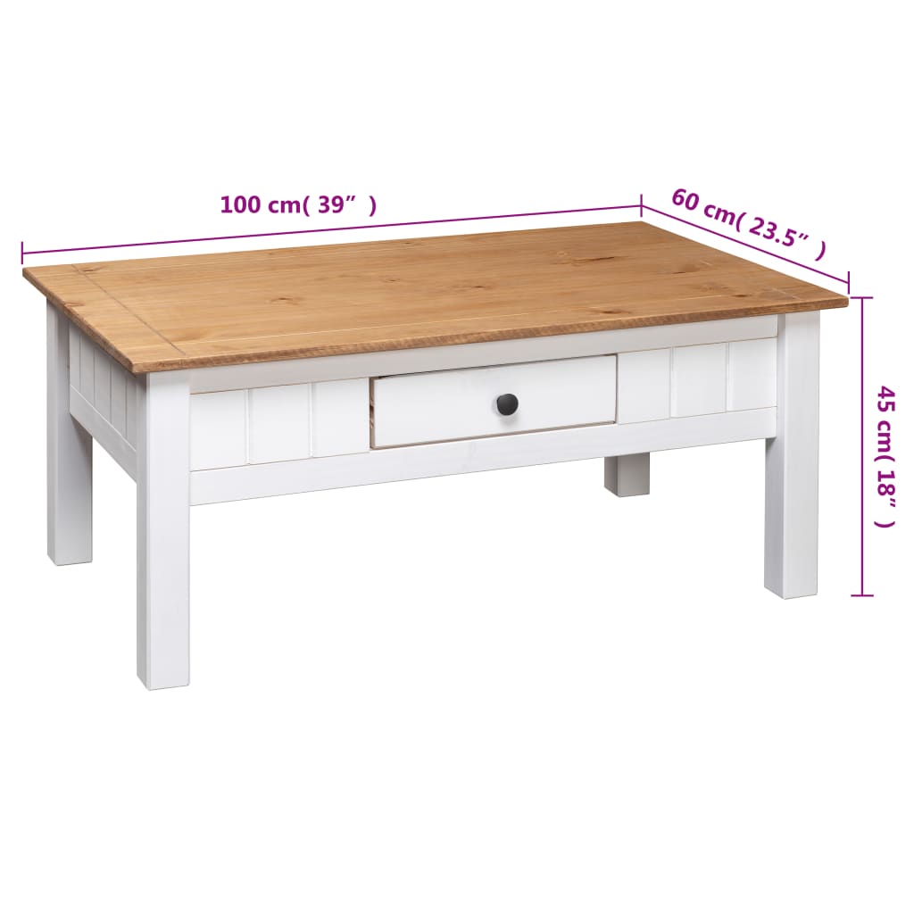 Salontafel Panama Range 00X60X45 Cm Massief Grenenhout Wit