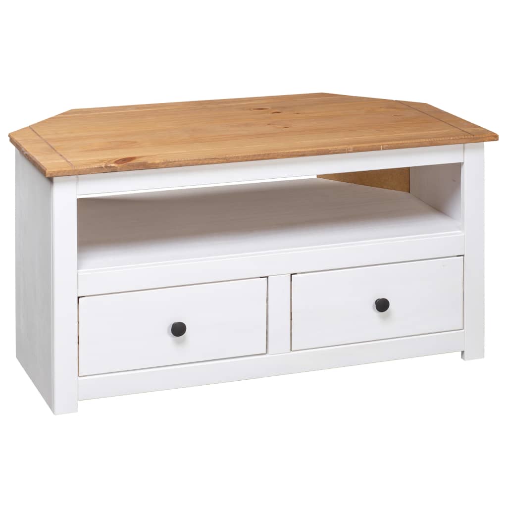 Tv-Hoekkast Panama Range 93X49X49 Cm Massief Grenenhout Wit