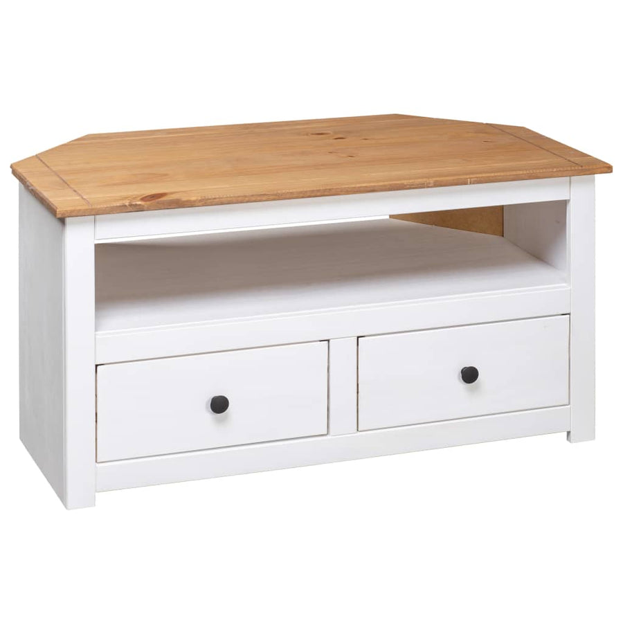 Tv-Hoekkast Panama Range 93X49X49 Cm Massief Grenenhout Wit