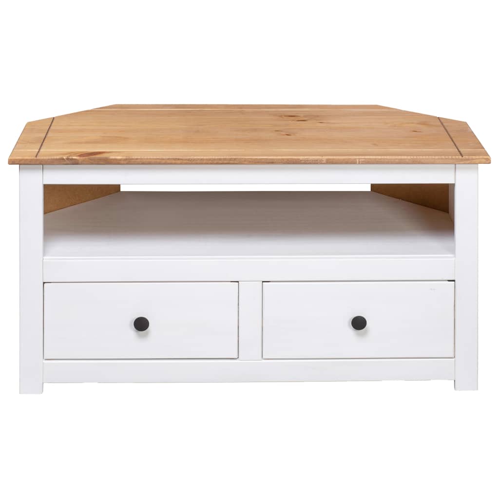 Tv-Hoekkast Panama Range 93X49X49 Cm Massief Grenenhout Wit