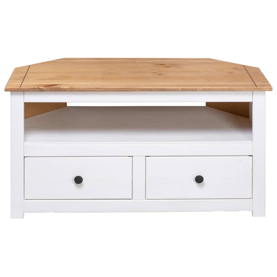 Tv-Hoekkast Panama Range 93X49X49 Cm Massief Grenenhout Wit