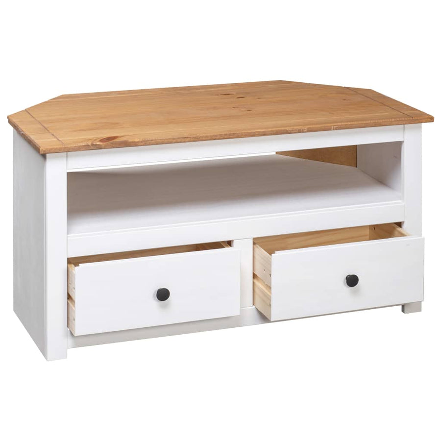 Tv-Hoekkast Panama Range 93X49X49 Cm Massief Grenenhout Wit