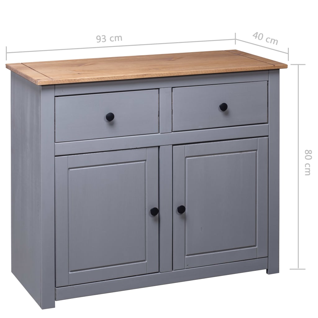 Dressoir Panama Range 93X40X80 Cm Massief Grenenhout Grijs