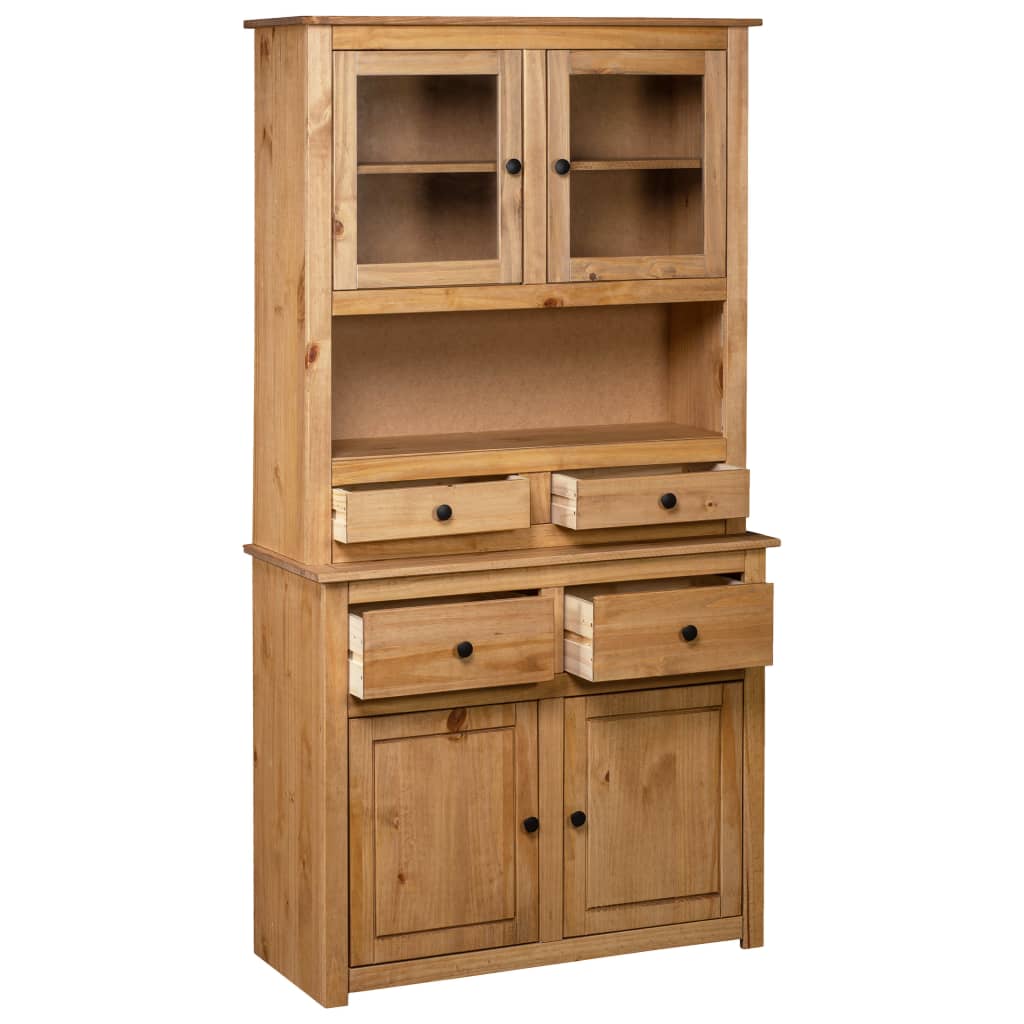 Hoge Kast Panama Range 93X40,5X80 Cm Massief Grenenhout Bruin
