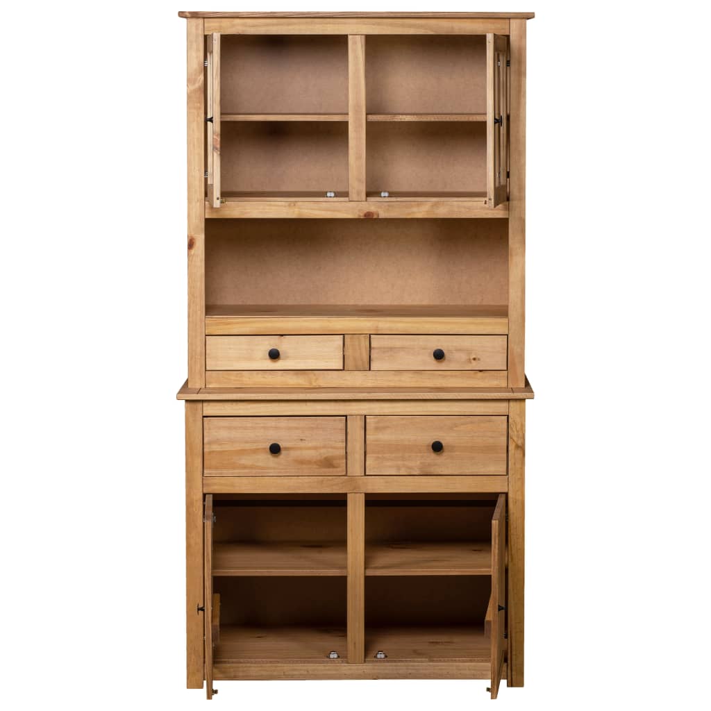 Hoge Kast Panama Range 93X40,5X80 Cm Massief Grenenhout Bruin