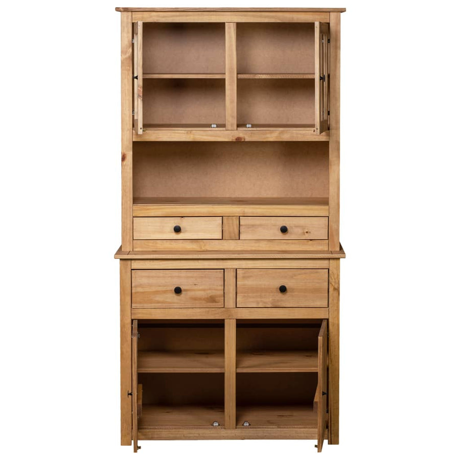 Hoge Kast Panama Range 93X40,5X80 Cm Massief Grenenhout Bruin