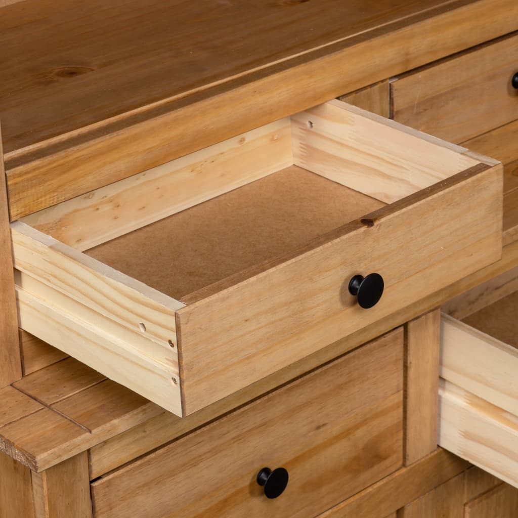 Hoge Kast Panama Range 93X40,5X80 Cm Massief Grenenhout Bruin