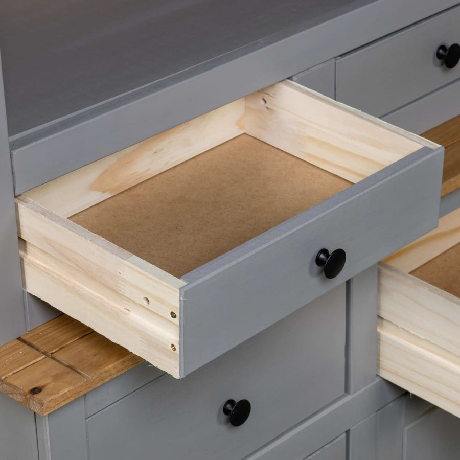 Hoge Kast Panama Range 93X40,5X80 Cm Massief Grenenhout Grijs