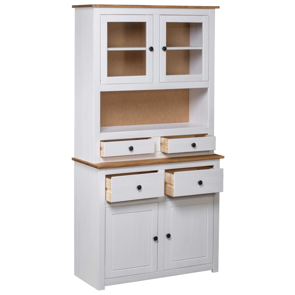 Hoge Kast Panama Range 93X40,5X80 Cm Massief Grenenhout Wit