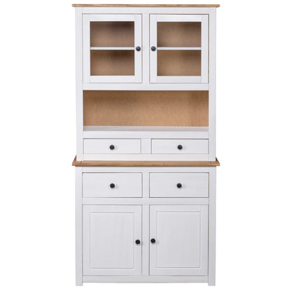 Hoge Kast Panama Range 93X40,5X80 Cm Massief Grenenhout Wit