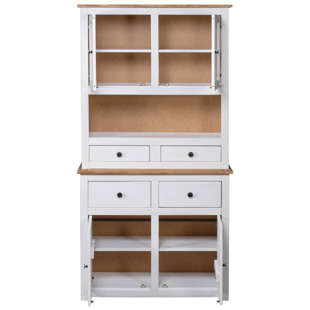 Hoge Kast Panama Range 93X40,5X80 Cm Massief Grenenhout Wit