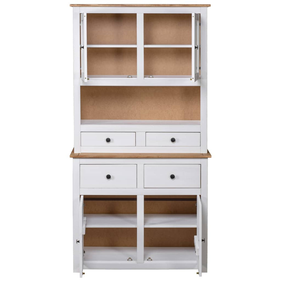 Hoge Kast Panama Range 93X40,5X80 Cm Massief Grenenhout Wit