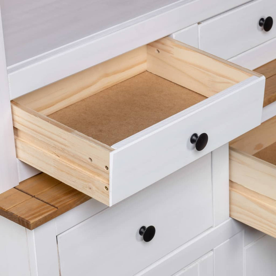 Hoge Kast Panama Range 93X40,5X80 Cm Massief Grenenhout Wit