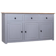 Dressoir massief grenenhout 135x40x80 cm grijs