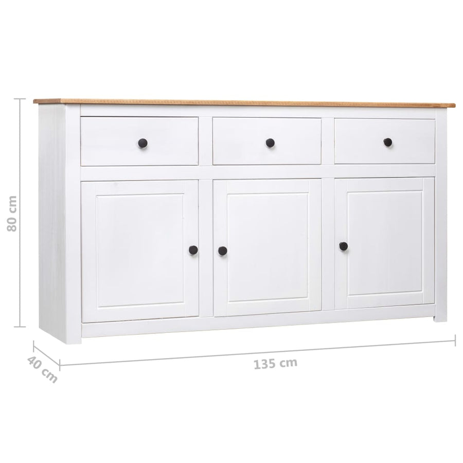 Dressoir Panama Range 135x40x80 cm massief grenenhout wit Wit