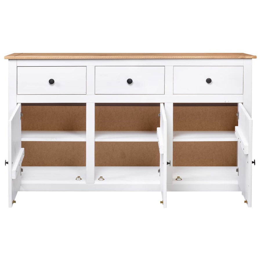 Dressoir Panama Range 135x40x80 cm massief grenenhout wit Wit