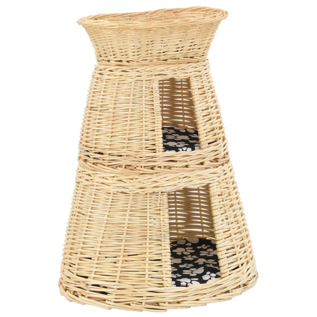 3-Delige Kattenmandset Met Kussens 47X34X60Cm Natuurlijk Wilgen Naturel