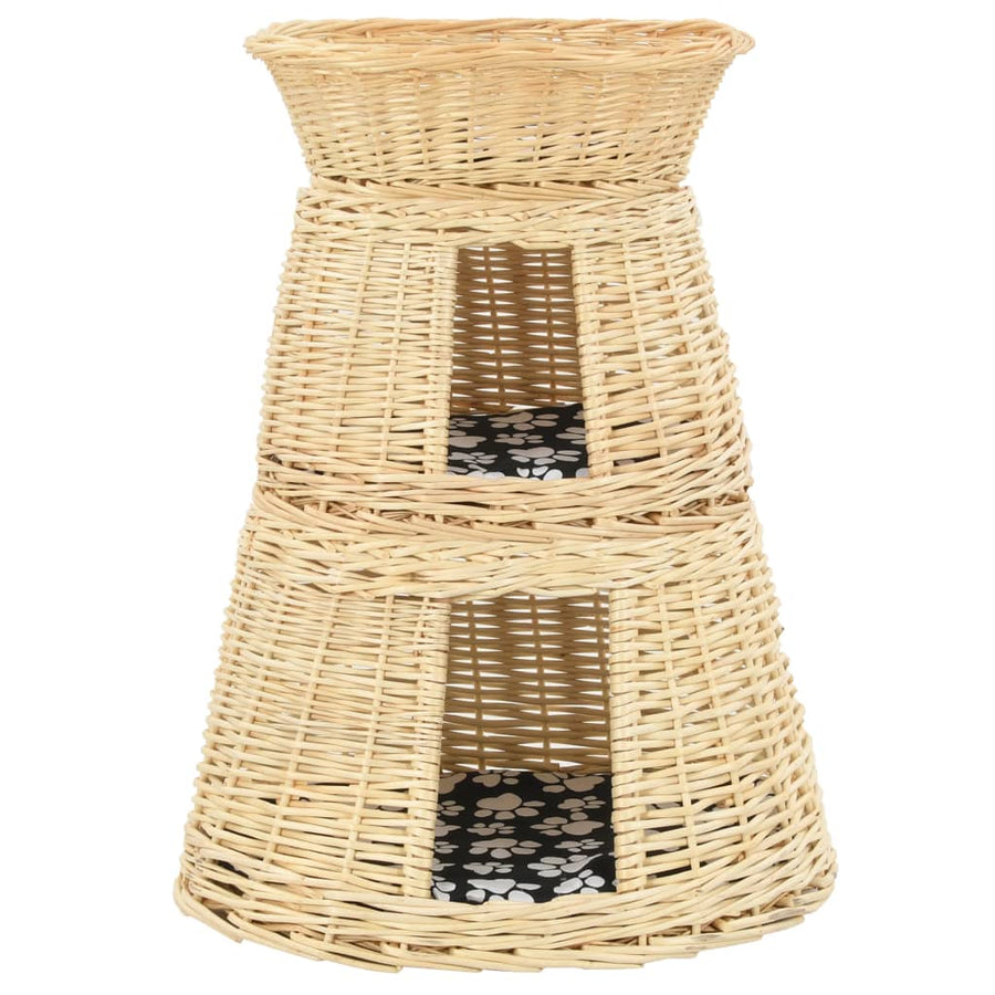 3-Delige Kattenmandset Met Kussens 47X34X60Cm Natuurlijk Wilgen Naturel