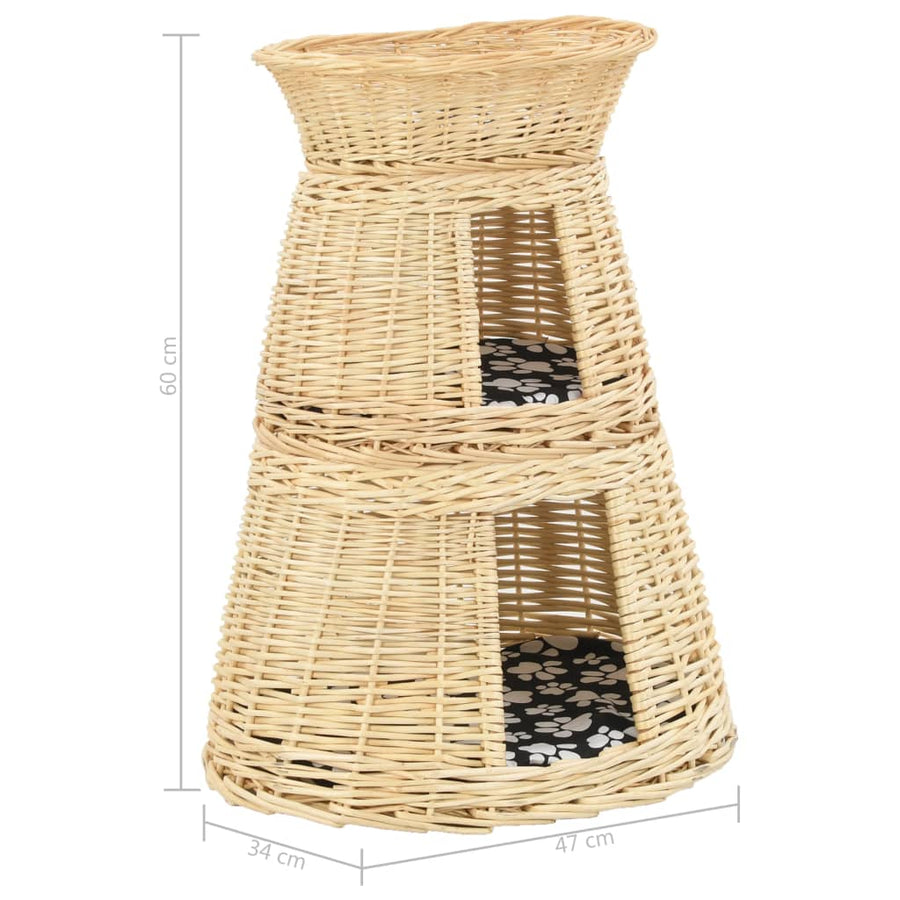 3-Delige Kattenmandset Met Kussens 47X34X60Cm Natuurlijk Wilgen Naturel