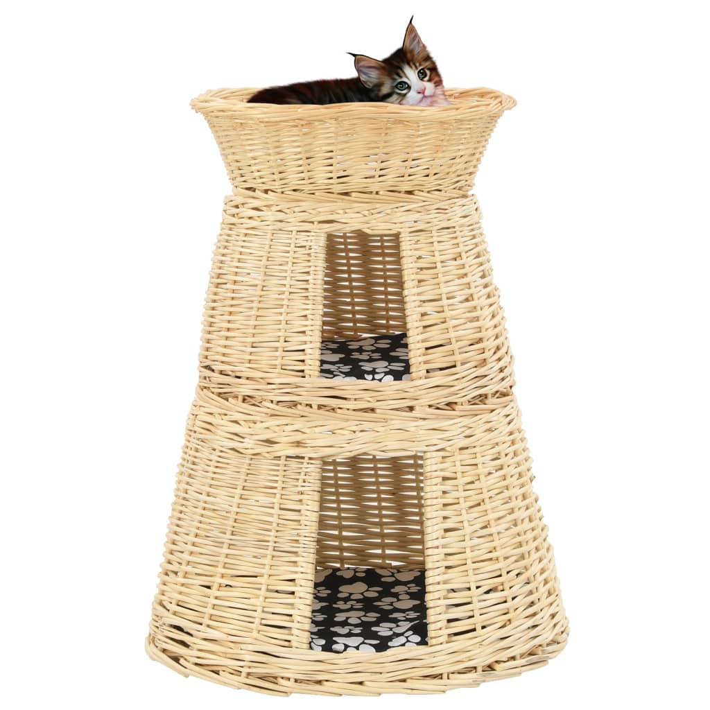 3-Delige Kattenmandset Met Kussens 47X34X60Cm Natuurlijk Wilgen Naturel