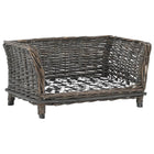 Hondenmand 50x33x30 cm grijs wilgen met kussen