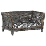 Hondenmand 50x33x30 cm grijs wilgen met kussen