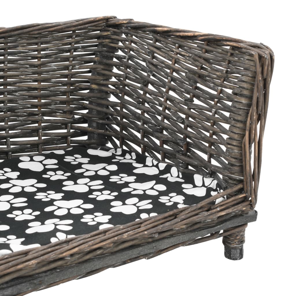 Hondenmand met kussen 50x33x30 cm natuurlijk wilgen grijs 50 x 33 x 30 cm Grijs