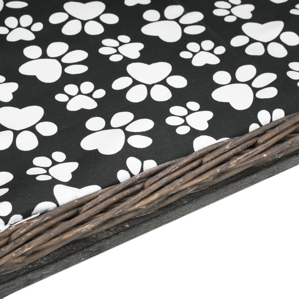 Hondenmand met kussen 50x33x30 cm natuurlijk wilgen grijs 50 x 33 x 30 cm Grijs