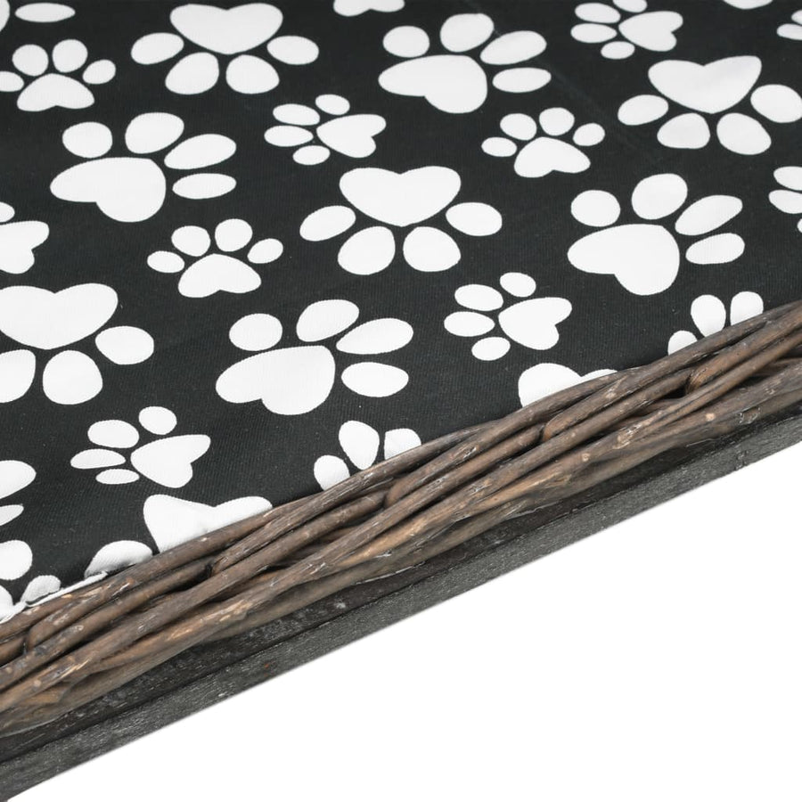 Hondenmand met kussen 50x33x30 cm natuurlijk wilgen grijs 50 x 33 x 30 cm Grijs