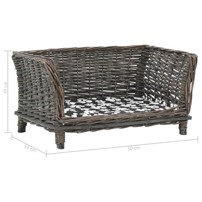 Hondenmand met kussen 50x33x30 cm natuurlijk wilgen grijs 50 x 33 x 30 cm Grijs