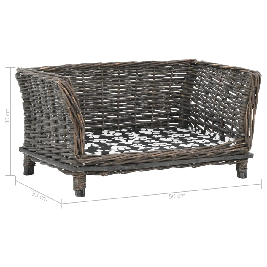 Hondenmand met kussen 50x33x30 cm natuurlijk wilgen grijs 50 x 33 x 30 cm Grijs