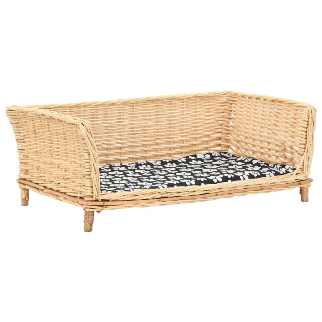 Hondenmand Met Kussen Natuurlijk Wilgen 90 x 54 x 35 cm Naturel