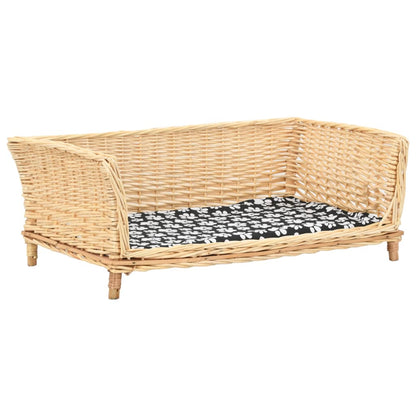 Hondenmand Met Kussen Natuurlijk Wilgen 90 x 54 x 35 cm Naturel