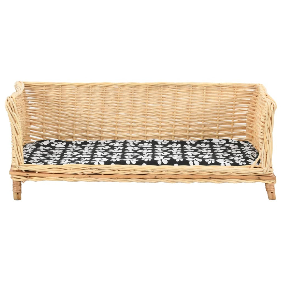 Hondenmand Met Kussen Natuurlijk Wilgen 90 x 54 x 35 cm Naturel