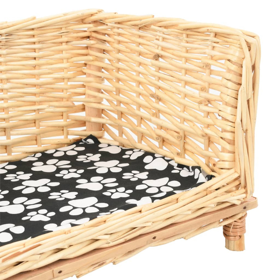 Hondenmand Met Kussen Natuurlijk Wilgen 90 x 54 x 35 cm Naturel