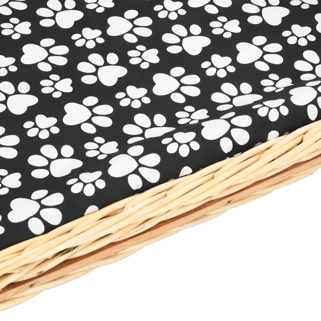 Hondenmand Met Kussen Natuurlijk Wilgen 90 x 54 x 35 cm Naturel