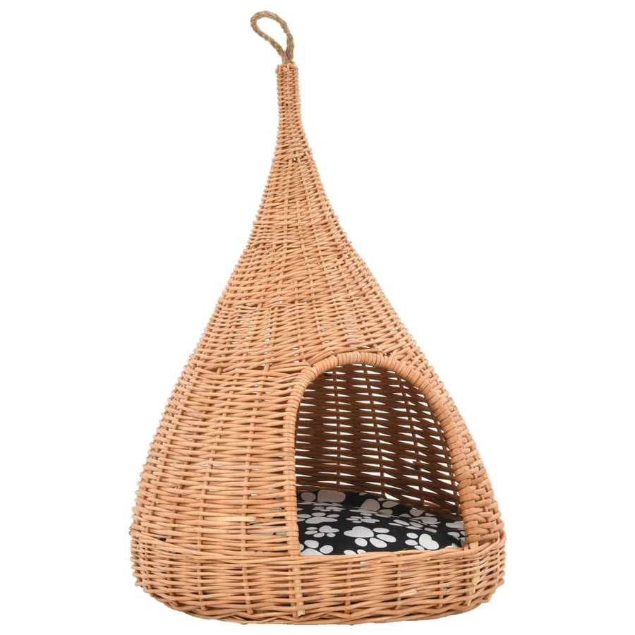 Kattenhuis Met Kussen Tipi 40X60 Cm Natuurlijk Wilgen Naturel
