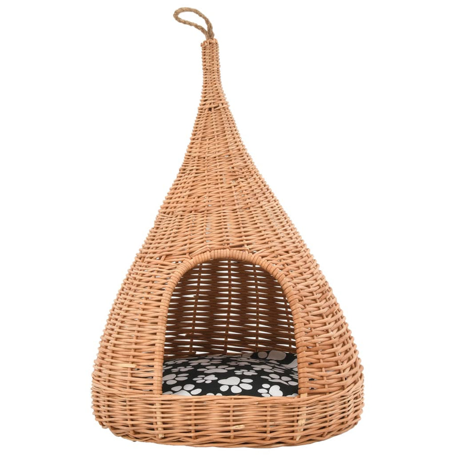 Kattenhuis Met Kussen Tipi 40X60 Cm Natuurlijk Wilgen Naturel