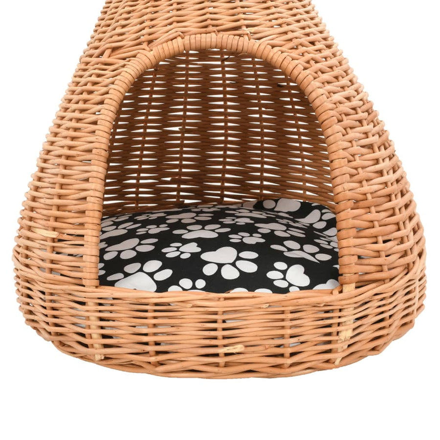 Kattenhuis Met Kussen Tipi 40X60 Cm Natuurlijk Wilgen Naturel