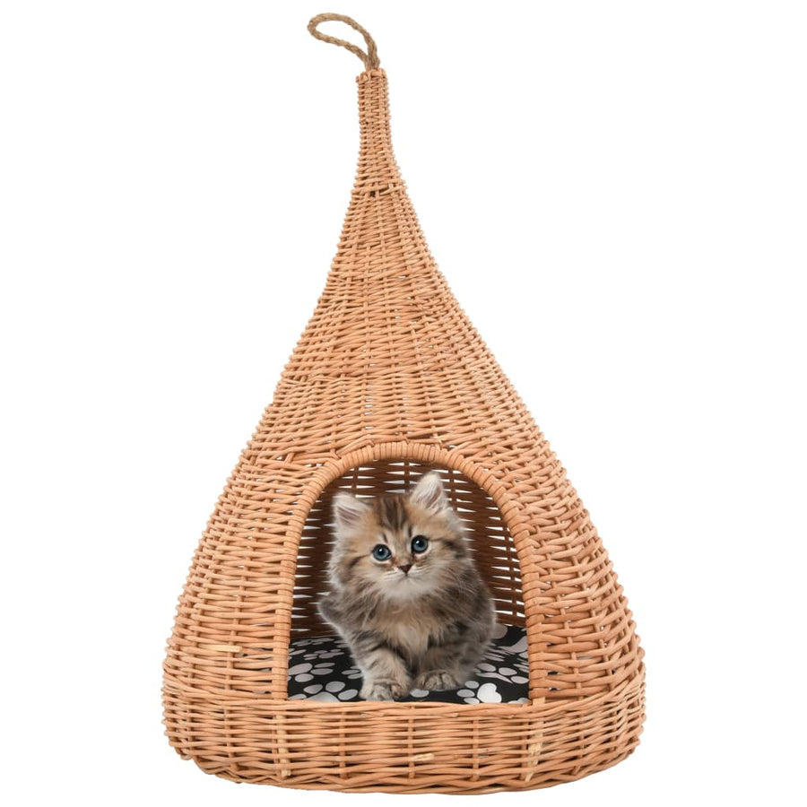 Kattenhuis Met Kussen Tipi 40X60 Cm Natuurlijk Wilgen Naturel