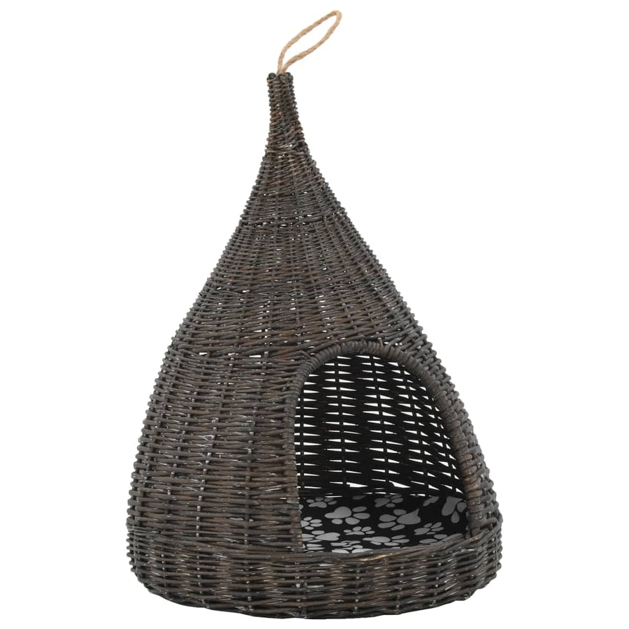 Kattenhuis Met Kussen Tipi 40X60 Cm Natuurlijk Wilgen Grijs
