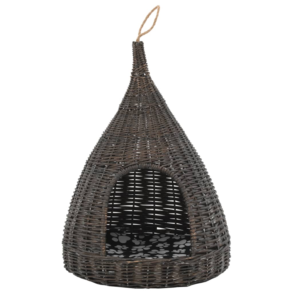 Kattenhuis Met Kussen Tipi 40X60 Cm Natuurlijk Wilgen Grijs