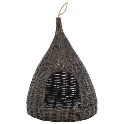Kattenhuis Met Kussen Tipi 40X60 Cm Natuurlijk Wilgen Grijs