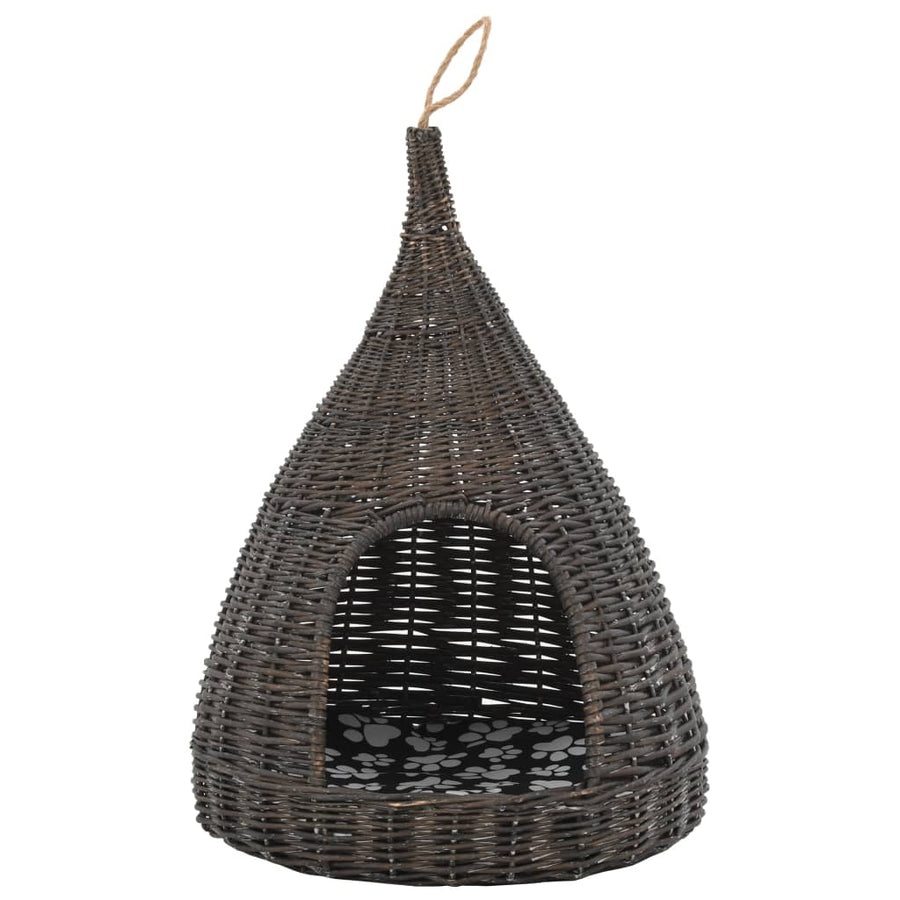 Kattenhuis Met Kussen Tipi 40X60 Cm Natuurlijk Wilgen Grijs